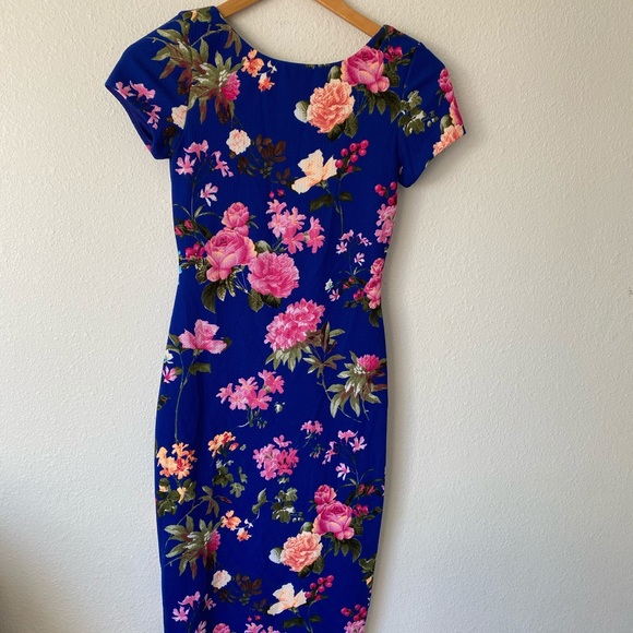 Vava voom pink rose royal blue midi dress Xs - Picture 5 of 16